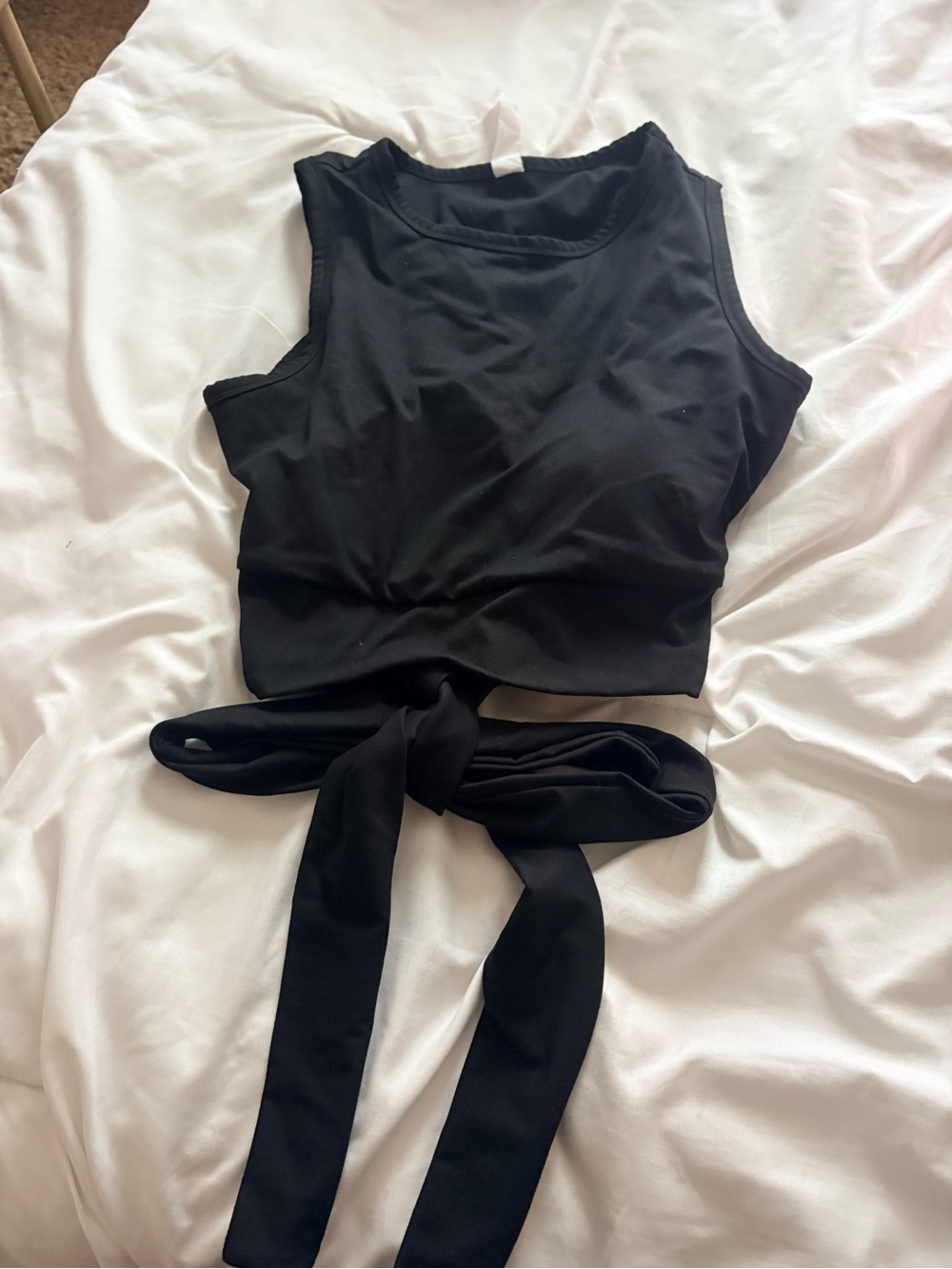 Women's Black Tie-Waist Tank Top